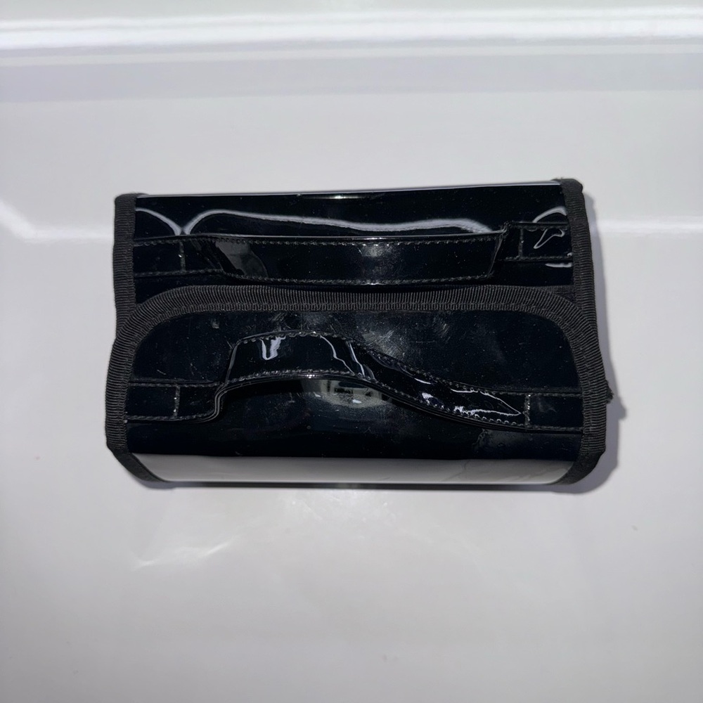 Black Patent Leather Cosmetics Bag with 4 Detachable Pouches